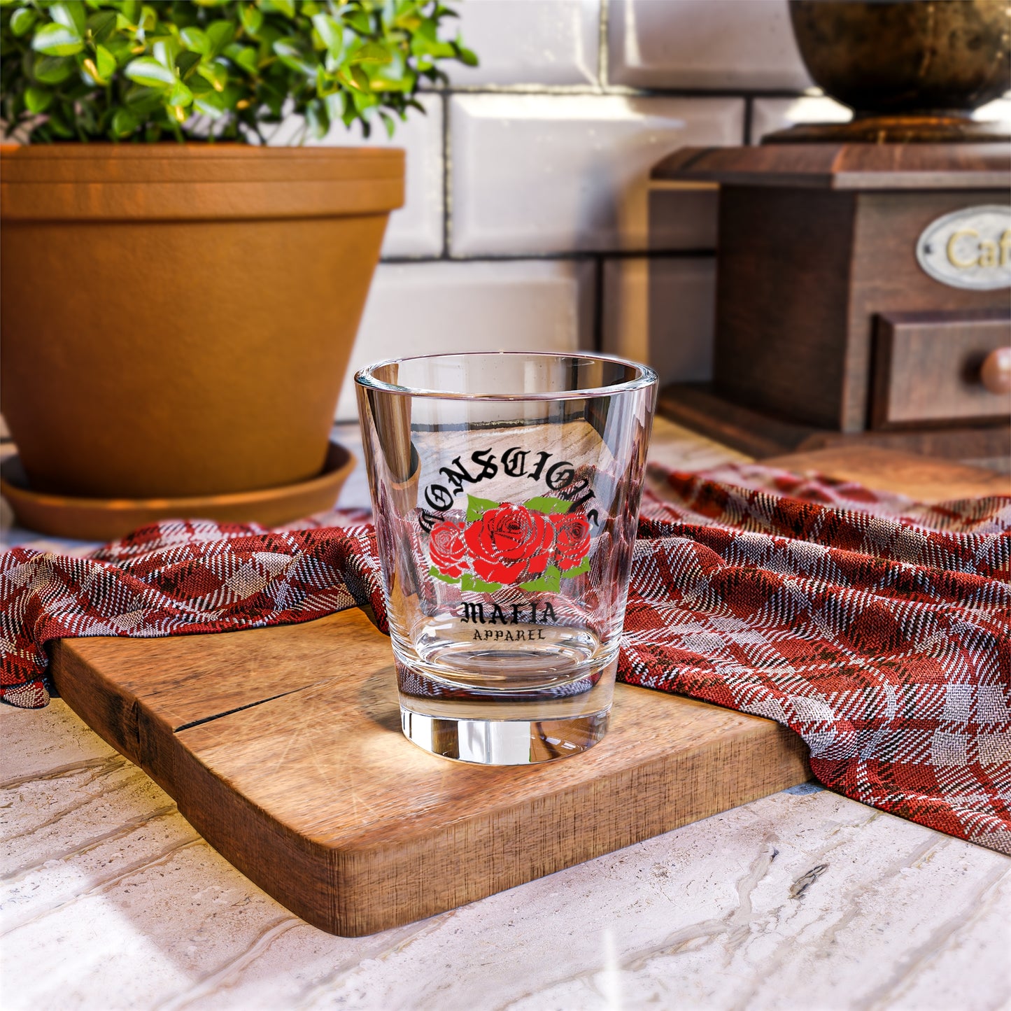 CONSCIOUS MAFIA APPAREL shot glass, 1.5 OZ