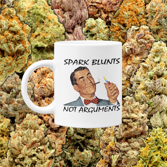 Spark Blunts, Not Arguments Mug | ConsciousMafia